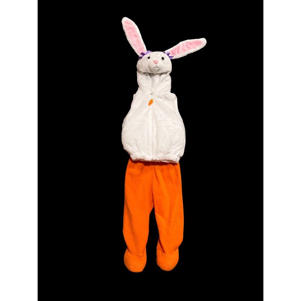 Toddler White Easter Bunny Costume Jacket (12 mo) & Orange Pants (2T)